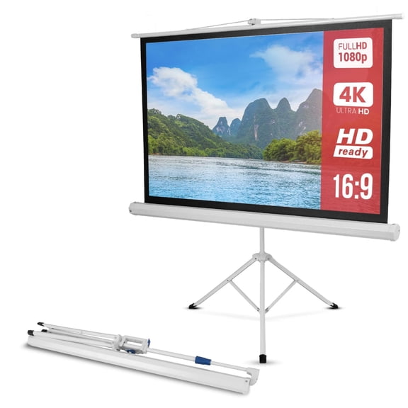50 Inch Portable Projector Screen Tripod Stand Vivid 4K Home Theater Display