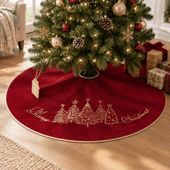 50 Inch Redmas Tree Skirt Embroidery - Walmart.com