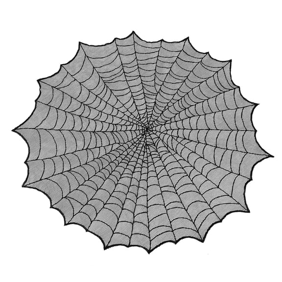 50 Inch Round Black Spider Web Lace Tablecloth Halloween Gothic Sheer Table Topper Spooky Party Dining Table Decor Cover