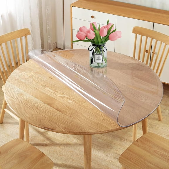 50 Inch Round Clear PVC Table Cover for Dining Coffee End Bed Sofa Side Tables