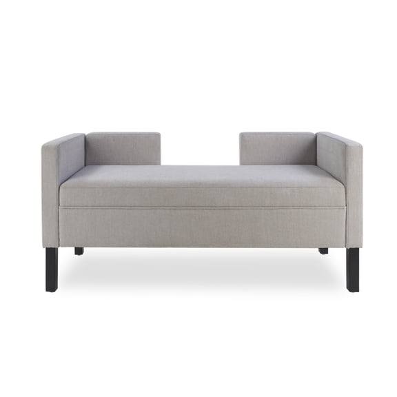 50 Inch Storage Ottoman Bench with 2 Bolster Pillows, Upholstered End of Bed Bench with Rubberwood Legs, Flip Top Storage Entryway Footrest Stool for Bedroom Living Room