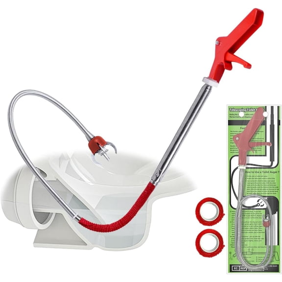 50 Inch Toilet Snake Drain Auger Cleaner Tool, Upgraded Grabber Unclogger Tool, Toilet Auger Clog Remover Tool, Stainless Steel Telescoping Rod for Pick/Grab Objects Clogged in Toilet Pipes/Drain