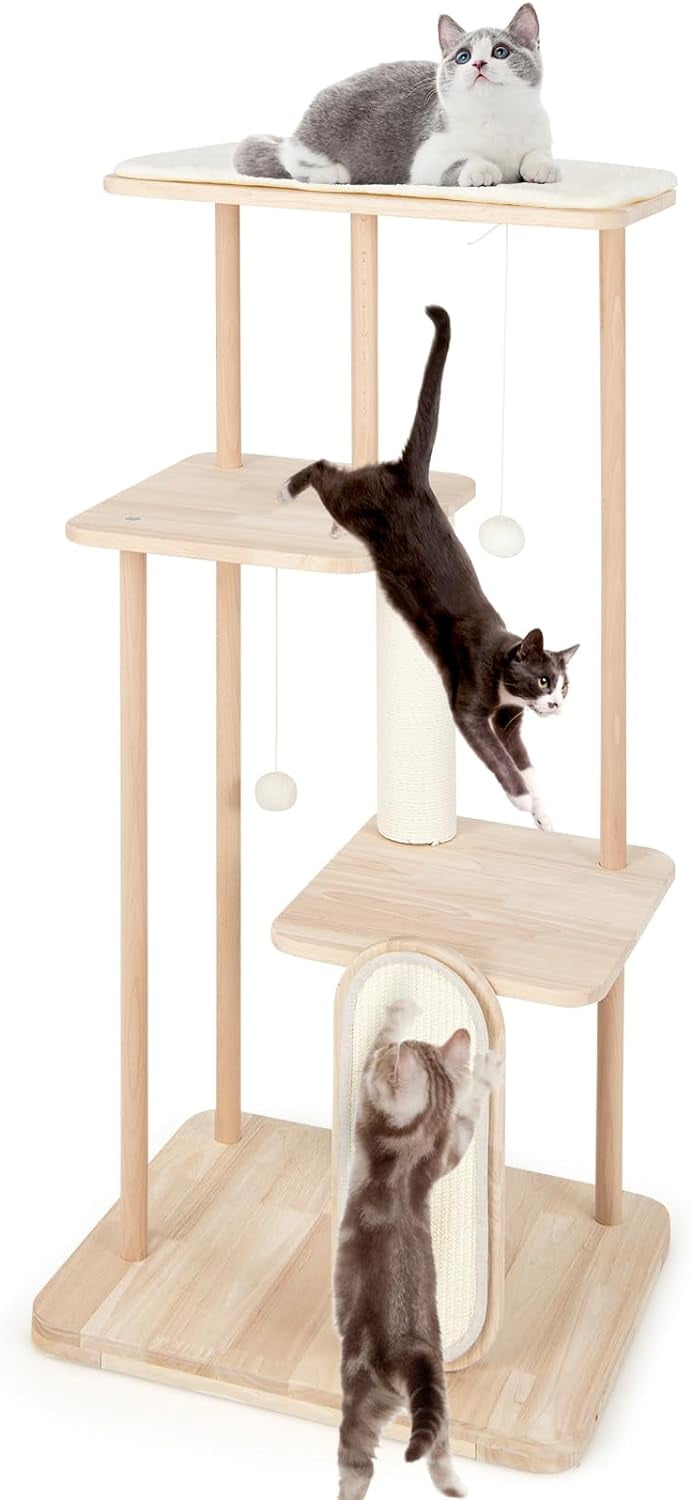 MoNiBloom Cat Tree Tower 34 Inch With 2 Condos & Scratching Posts - Soft Pink, Small Cat Play House - View #7