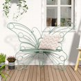 50 Inches Outdoor Bench, Cast Iron Metal Frame Patio Outdoor Garden