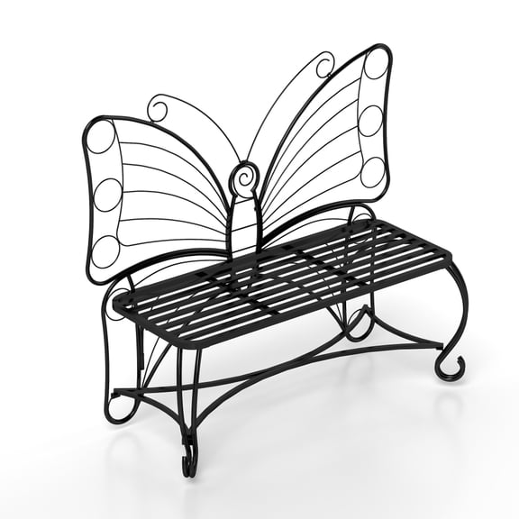 50 Inches Outdoor Bench, Garden Bench with Sturdy Iron Metal Frame, Pretty Butterfly Bench Front Porch Bench for Porch,Lawn,Garden,Yard