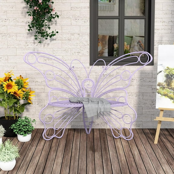 50 Inches Outdoor , Garden with Sturdy Iron Metal Frame, Pretty Butterfly Front Porch for Porch,Lawn,Garden,Yard