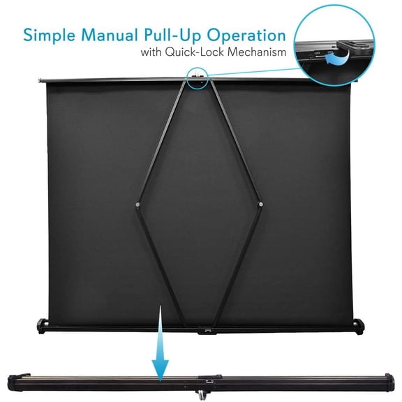 50 Inches Projector Screen Portable Floor Standing Fold-Out Roll-Up Tripod Manual, Mobile Movie Screen, Home Theater Cinema Wedding Party Office Presentation, Quick Assembly - PRJTP53, White
