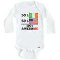 thumbnail image 1 of 50% Irish 50% American 100% Awesome Funny Ireland Flag One Piece Baby Bodysuit (Long Sleeve), 6-9 Months White, 1 of 1