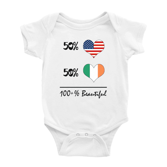 50% Irish + 50% American = 100+% Beautiful Funny Baby Bodysuit For Boy Girl