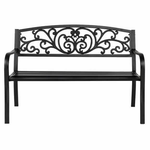 50” Iron&PVC Outdoor Courtyard Decoration Park Leisure Bench