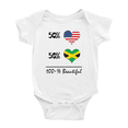 thumbnail image 1 of 50% Jamaican + 50% American = 100+% Beautiful Cute Baby Clothing Bodysuits For Boy Girl, 1 of 5