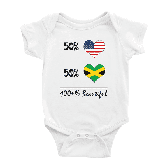 50% Jamaican + 50% American = 100+% Beautiful Cute Baby Clothing Bodysuits For Boy Girl