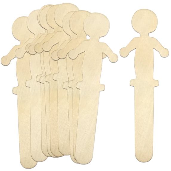 CraftySticks, 50 Pack People Shaped Wooden Craft Sticks, 5.25" People Popsicle Stick Figures, Wooden Stick People for Crafts and Learning