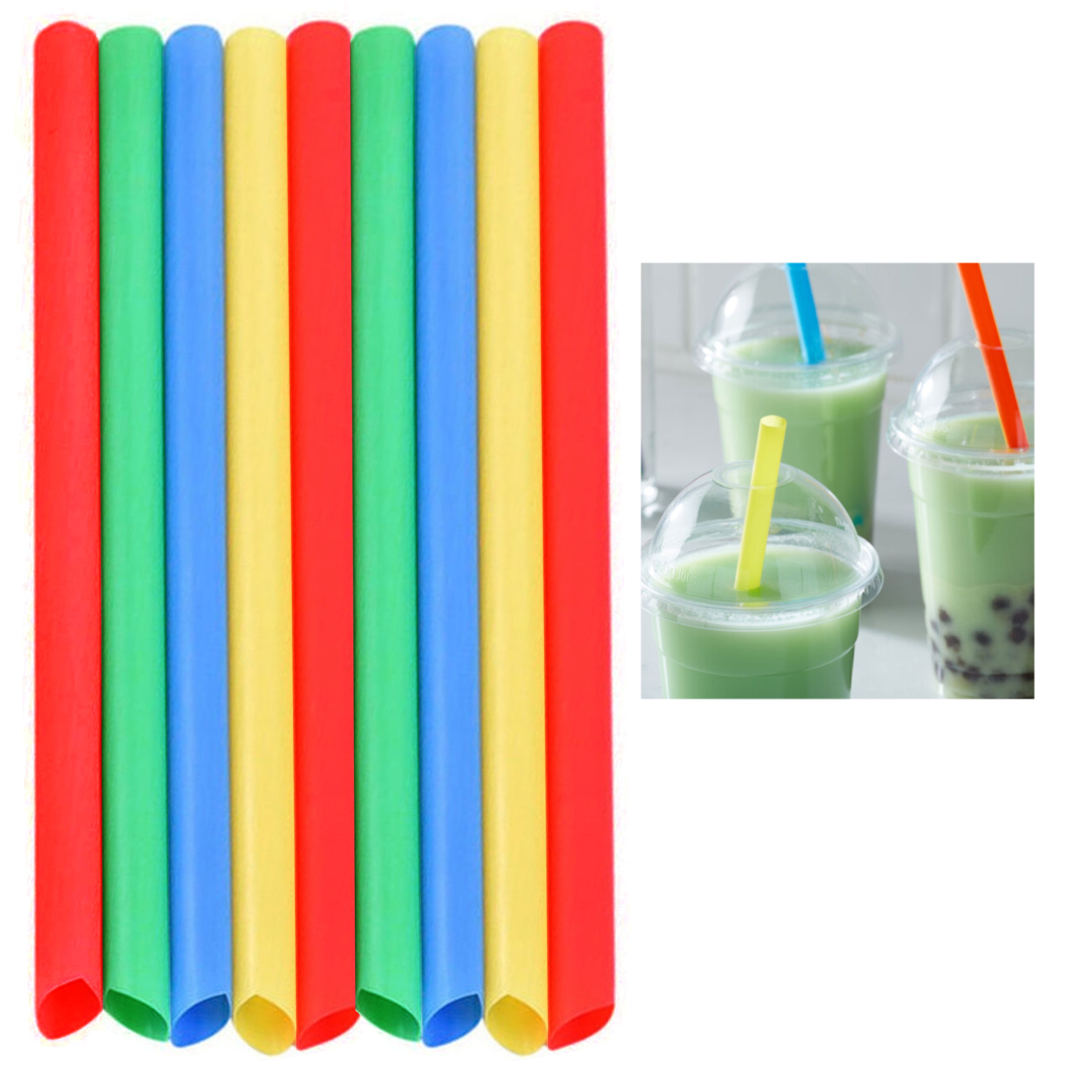 Extra Wide 0.51 inches Reusable Hard Smoothie Straws, Great for Bubble Tea,  Boba Tea Milkshakes,10.25 Inches Long, 8 Pieces Jumbo Eco-Friendly Plastic