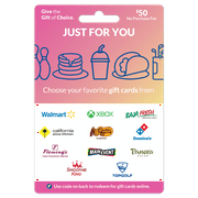$50 Just For You – ChooseYourCard Gift Card 