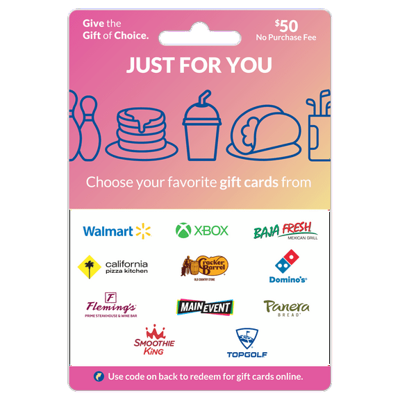 $50 Just For You – ChooseYourCard Gift Card 
