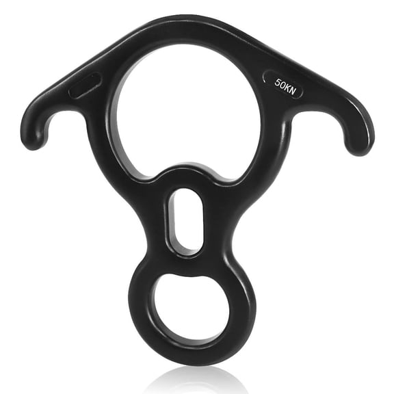 50 KN Figure 8 Descender Large Bent Ear Belaying and Rappelling Gear Belay Device for Rock Climbing, Aerial Dance, Ziplining and Peak Rescue, Black