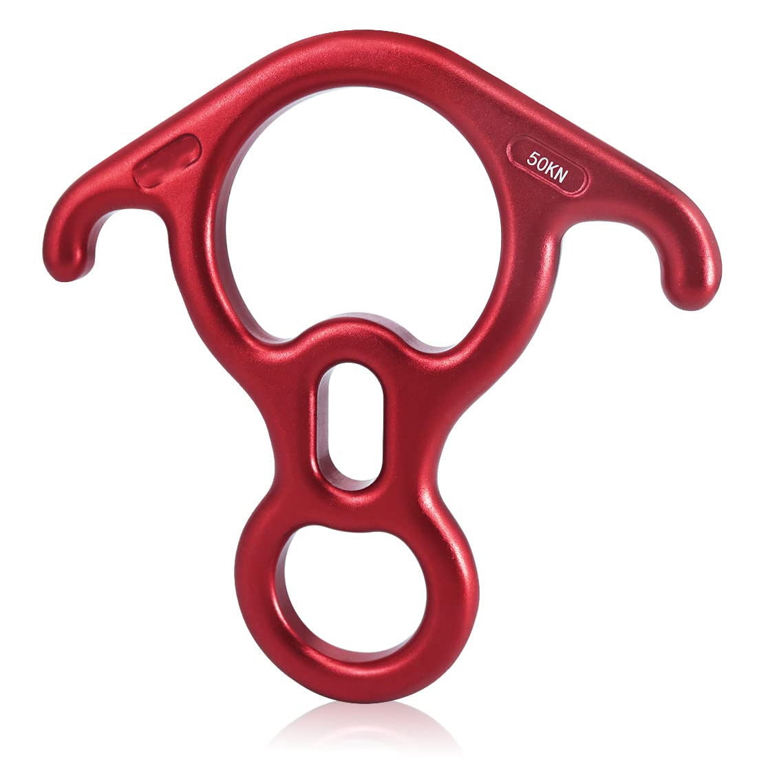 50 KN Figure 8 Descender Large Bent Ear Belaying and Rappelling Gear Belay Device for Rock Climbing, Aerial Dance, Ziplining and Peak Rescue, Red