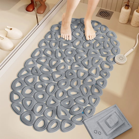 Up to 50% off Kbndieu Bath Tub and Shower Mat, Non Slip Bath Mat with Drain Holes and Suction Cups for Bathroom Stall and Tub Floor, Bathroom Essentials (Gray)