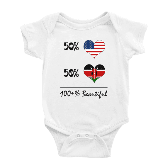 50% Kenyan + 50% American = 100+% Beautiful Funny Baby Bodysuit