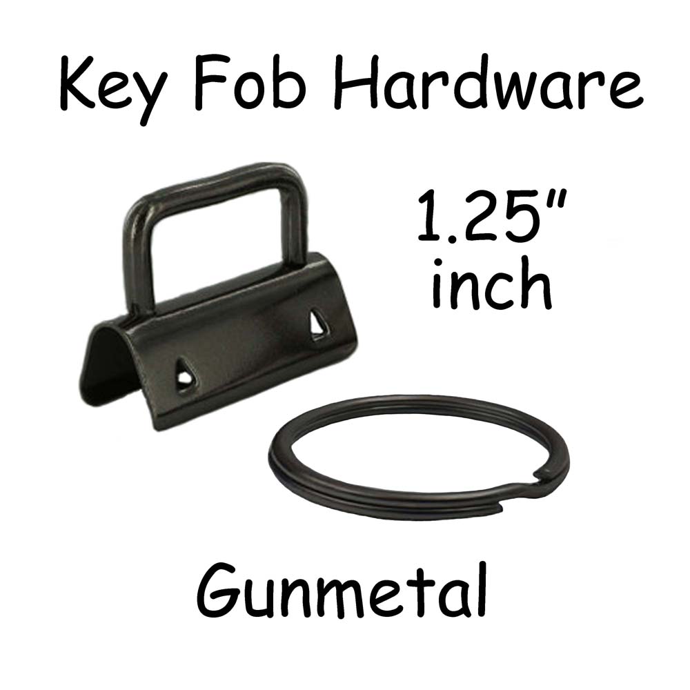 50 Key Fob Hardware with Key Rings Sets - 1" or 1.25" - PICK COLOR
