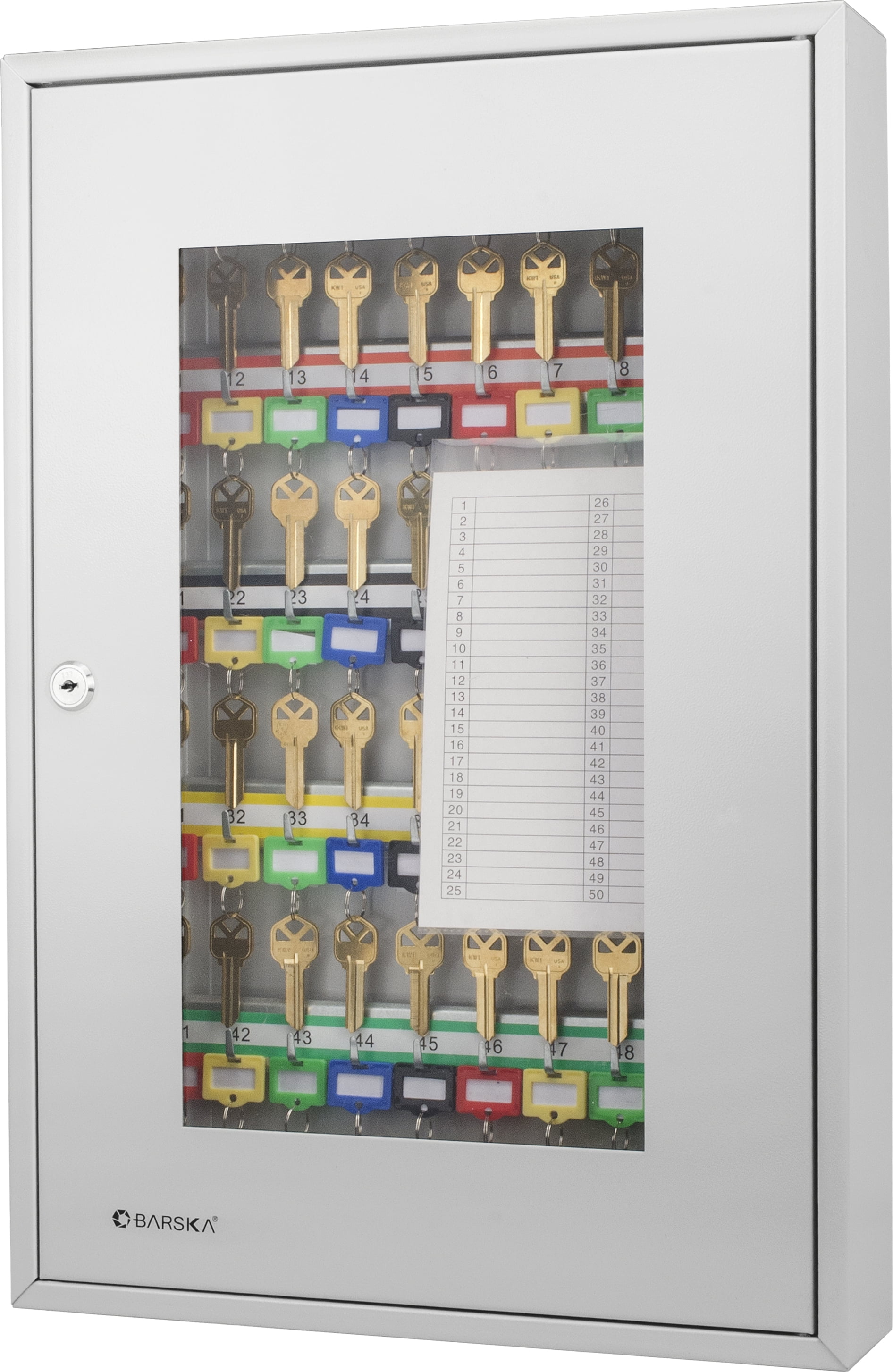 50 Keys Adjustable Key Lock Box Grey W/Glass Door