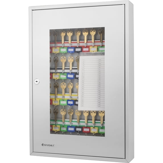 50 Keys Adjustable Key Lock Box Grey W/Glass Door