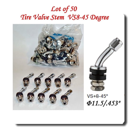 50 Kit VS-45 Chrome Tire Valve Stem for Holes 11.5 mm / .453" Fits: Motorcycle