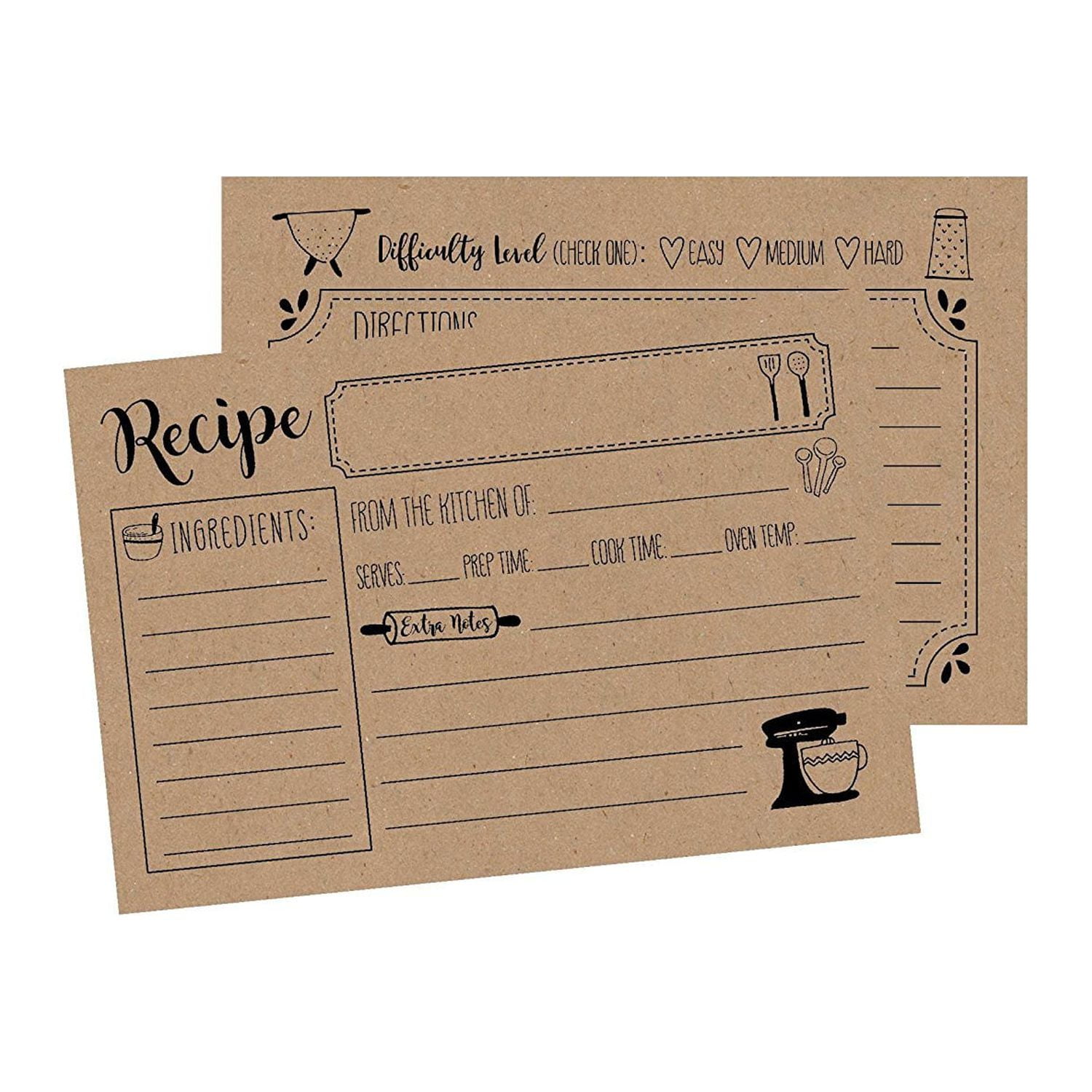 60-Pack Juvale Recipe Cards Double Sided, Bulk Pack Thick Vintage Index  Cards 4x6 for Cooking, Baking and Kitchen Organization, Restaurants, Cafes,  Diners, Recipes