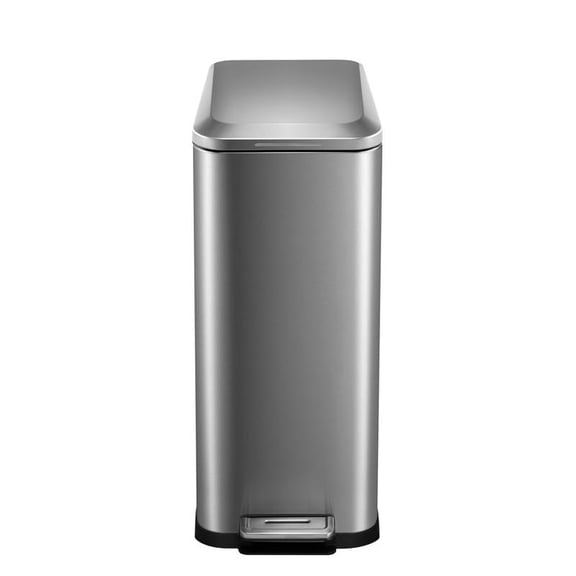 50 L / 13 Gal Hands-Free Stainless Steel Commercial/Kitchen Step Trash Can, Slim Rectangular Fingerprint-Resistant Soft Close Lid Garbage Can Set Cover Bin