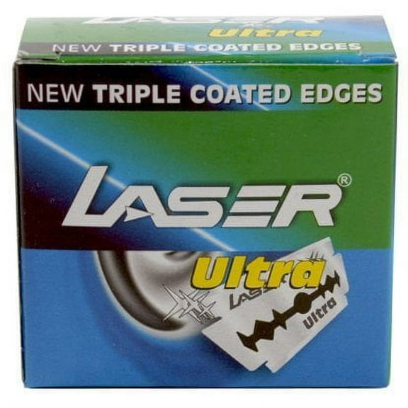 50 LASER Ultra Double Edge Safety Razor Blades with Triple Coated Edges!