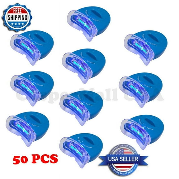 50 LED BLUE WHITE LIGHT Mouth Teeth Bleaching Whitening w/ Batteries