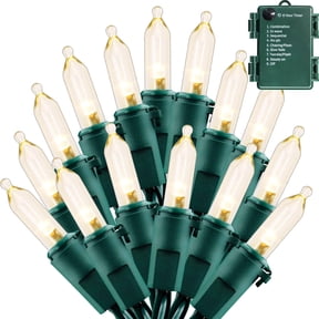 AMMAKER Christmas Lights, 50 LED Battery Operated String Lights with Auto-Timer and 8 Lighting Modes for Christmas Wreath Party Wedding Garden Home Decoration, Warm White