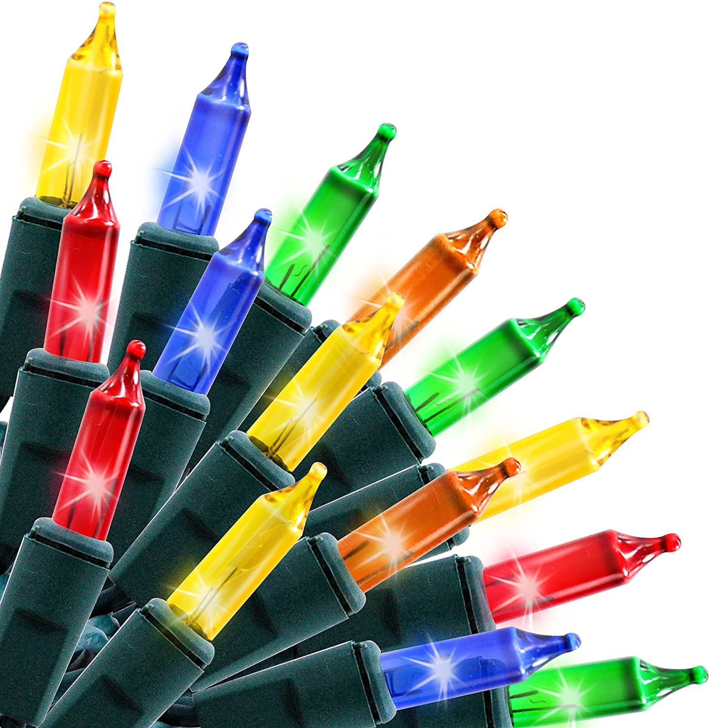 50 LED Christmas Tree Light, 16.4FT Green Wire Fairy Lights Battery