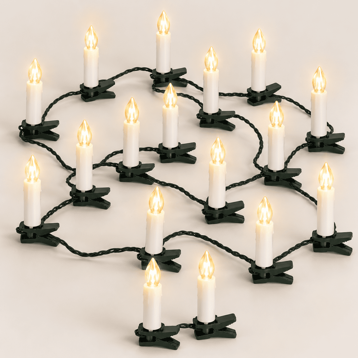 50 LED Clip-On Christmas Candle Lights, Warm White, Plug-In ...