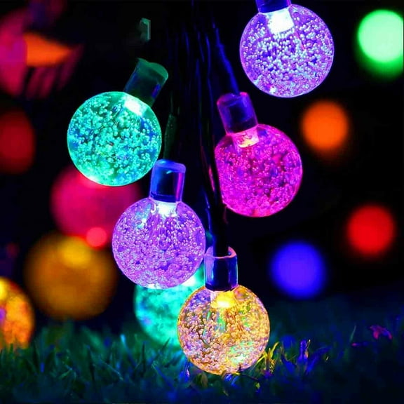 50 LED Crystal Ball Solar Lights Outdoor 23ft - Waterproof String Lights with 8 Modes Auto On/Off