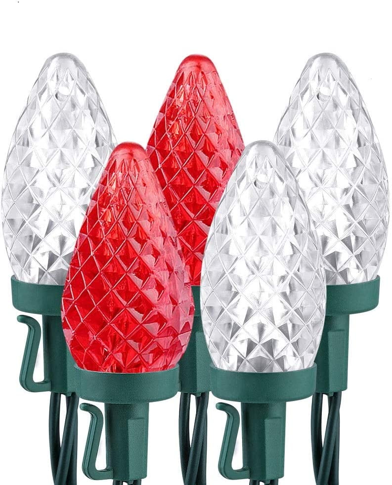 50 LED Faceted C9 Christmas Lights, 33ft String Connectable Indoor