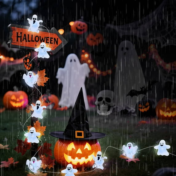 50 LED Halloween String Lights, 16.4ft 3D Pumpkin Bat Ghost Halloween String Lights For Outdoor Indoor Decor Halloween Lighting For Yard Home Party Decorations
