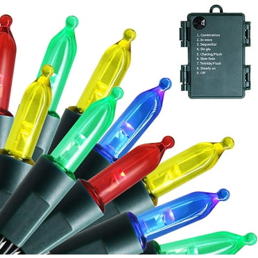 50 LED Battery String Lights 2-Pack - 16FT Warm White With 8 Modes & Timer For Christmas & Parties