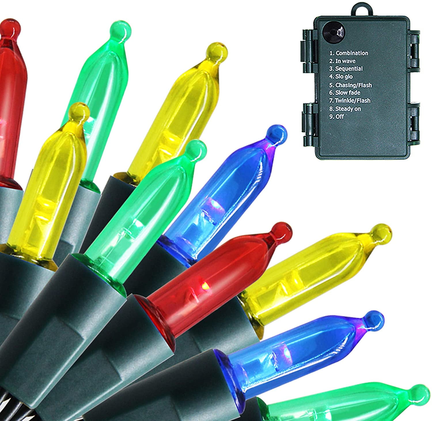 50 LED Outdoor Christmas Lights, 16FT Battery Operated Mini String