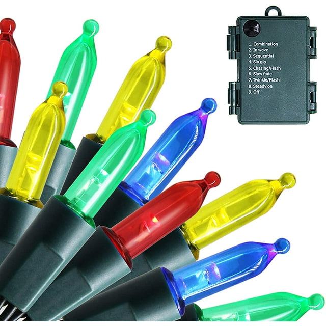 50 LED Outdoor Christmas Lights, 16FT Battery Operated Mini String