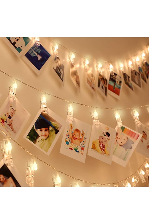 50 LED Photo Clip String Lights, 33Ft Warm White LED Lights with 50 Transparent Clips, USB Powered, Ideal for Bedroom, Dorm, Wedding, Party, Home Decor