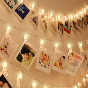 Rirool 50 LED Photo Clip String Lights, 33Ft Warm White LED Lights with 50 Transparent Clips, USB Powered, Ideal for Bedroom, Dorm, Wedding, Party, Home Decor