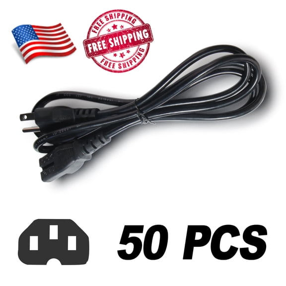 50-LOT NEW AC Power Cord Cable Desktop Monitor Computer 6ft IEC320 18AWG PC