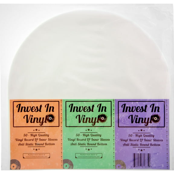 50 LP Inner Sleeves Anti Static Round Bottom 33 RPM 12" Vinyl Record Sleeves Provide Your LP Collection with The Proper Protection - Invest In Vinyl