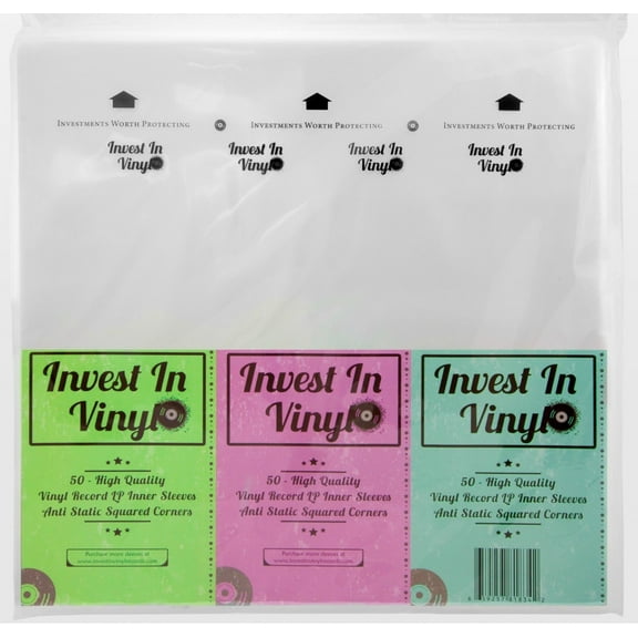 50 LP Inner Sleeves Anti Static Square Vinyl Record 33 rpm 12" Covers Protectors