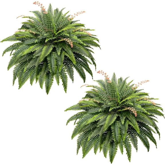 50" Large  Fern Artificial Ferns for Outdoors,96 Branches Set of 2 Realistic Artificial  Ferns Bush  for Indoor Outdoor Garden Porch Decor