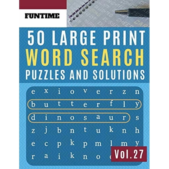 50 Large Print Word Search Puzzles and Solutions: FunTime Activity ...