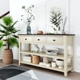 50" Large Retro Console Table, Modern Storage with 2 Open