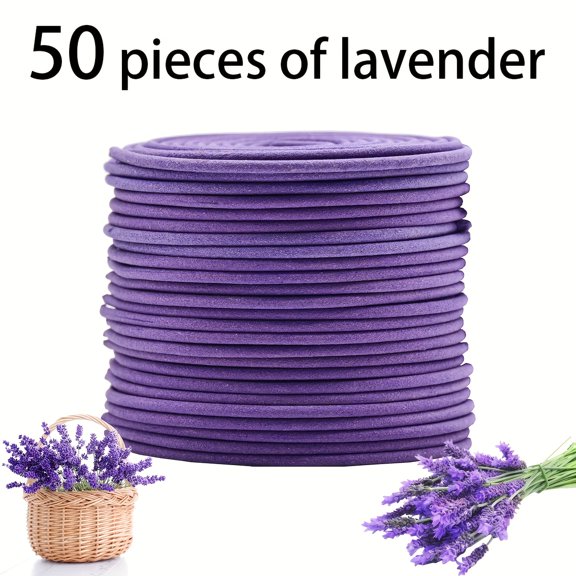 50 Lavender Scented Spiral Candles, Suitable for Yoga, Meditation, Home, Office and Outdoor Use, Portable and Long-Lasting Fragrance, Natural and Long-Lasting Lavender Fragrance